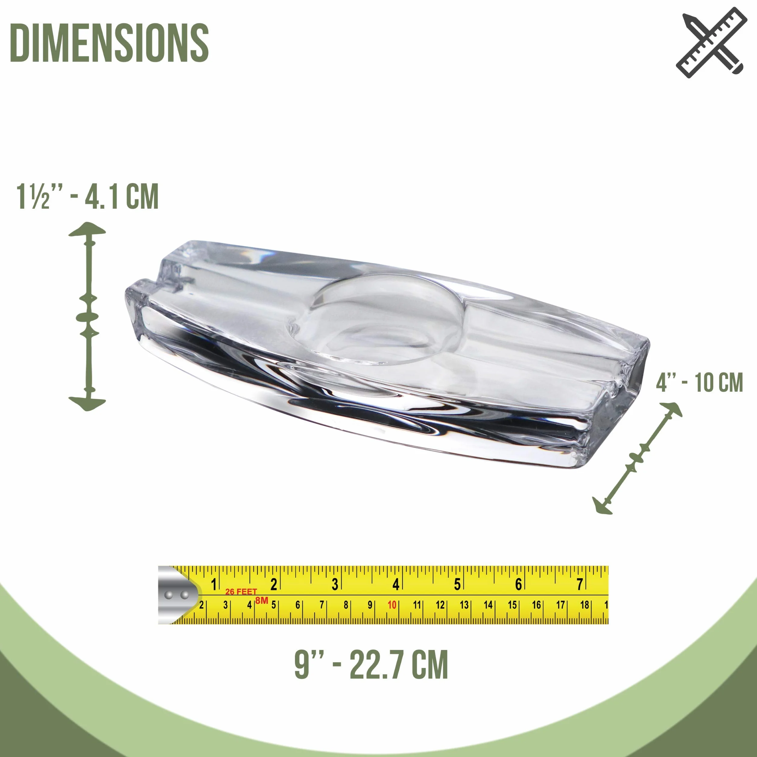 PASABAHCE Cendrier en Verre de Cristal Lourd pour Patio, Fait à la Main, extérieur, intérieur, Maison, Bureau, hôtel, Piscine, Restaurant, Long with 2 Holders