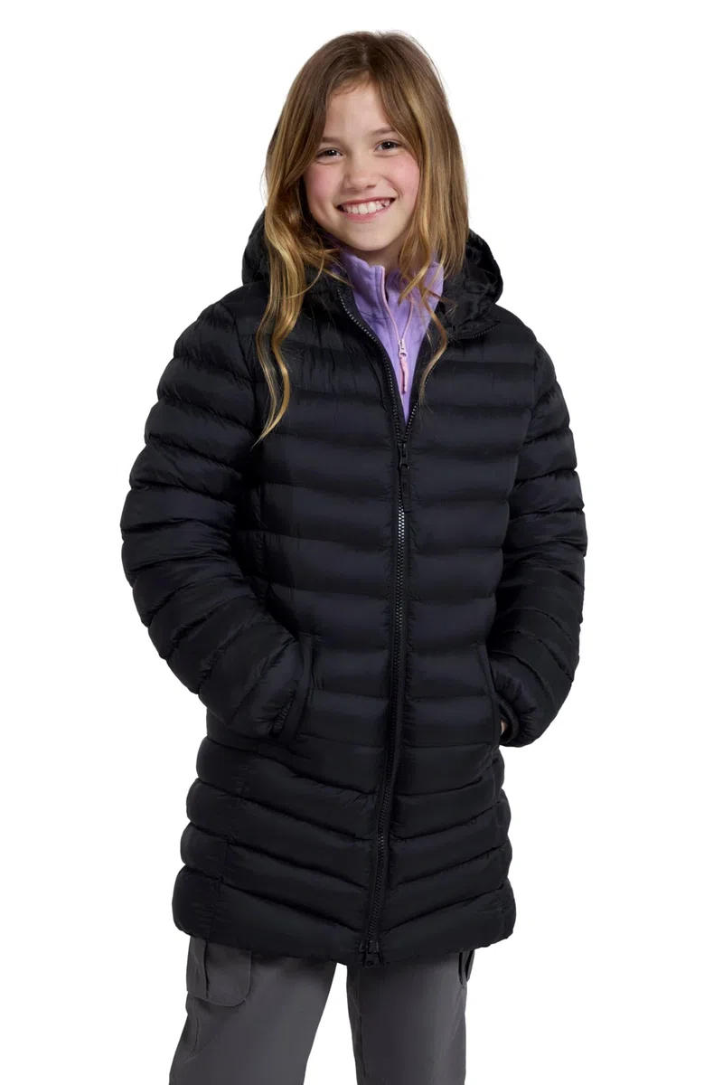 Mountain Warehouse Doudoune rembourrée Longue Florence pour Enfant - Capuche, Manteau léger, Doux, Chaud et isolé - pour Voyage et activités extérieures en Hiver