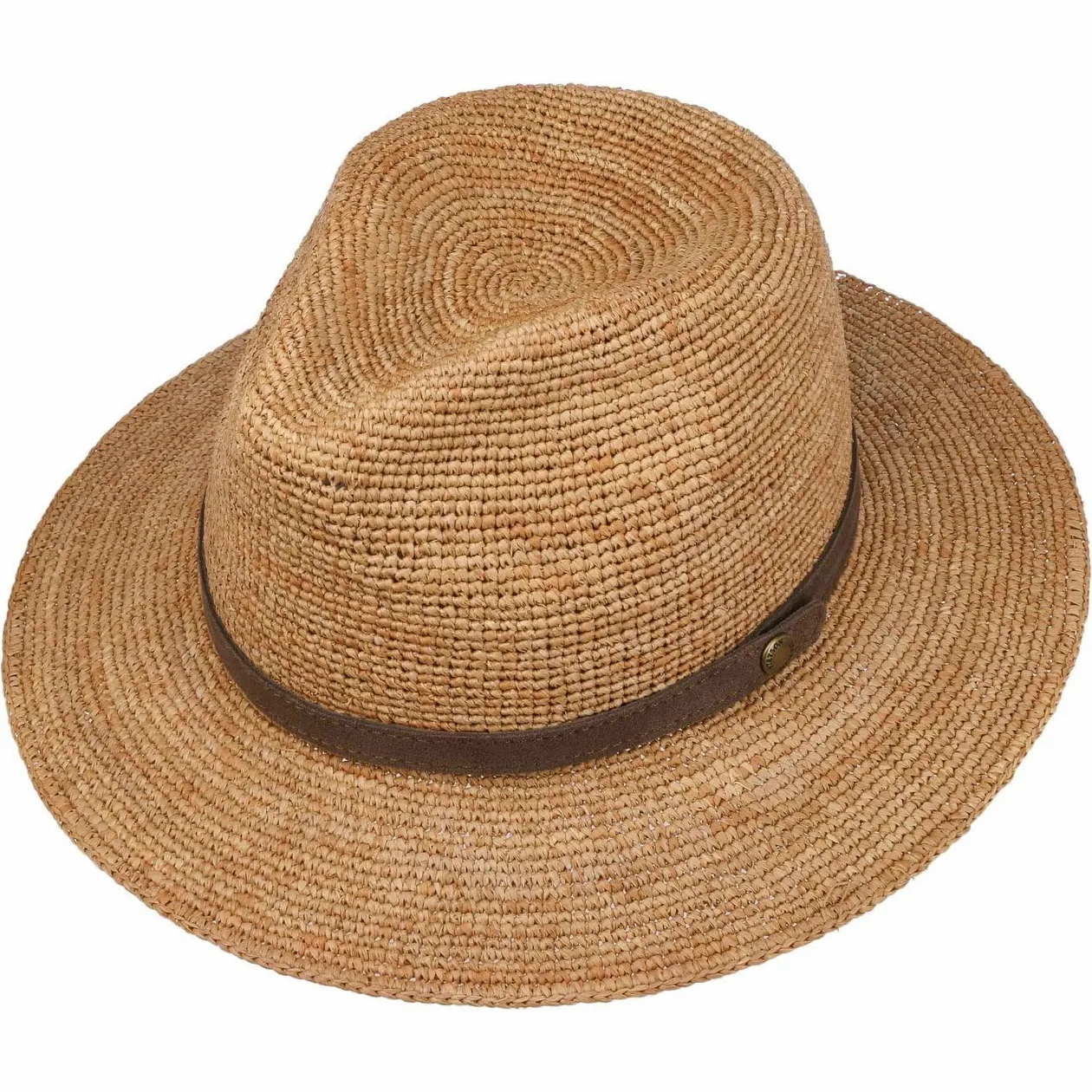 Stetson Chapeau en Paille Crochet Rollable Femme/Homme - Made in France D'Ete de Raphia Soleil avec Bandeau Cuir, Cuir Printemps-ete Printemps Ete