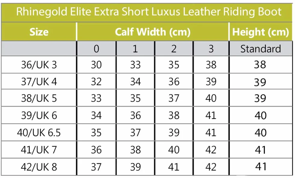rhinegold Elite Bottes d'équitation Extra Courtes en Cuir Luxus
