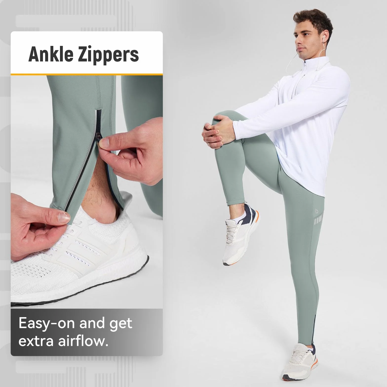 BALEAF Pantalon thermique doublé en polaire pour homme - Pantalon de course imperméable avec poches - Collants de randonnée par temps froid