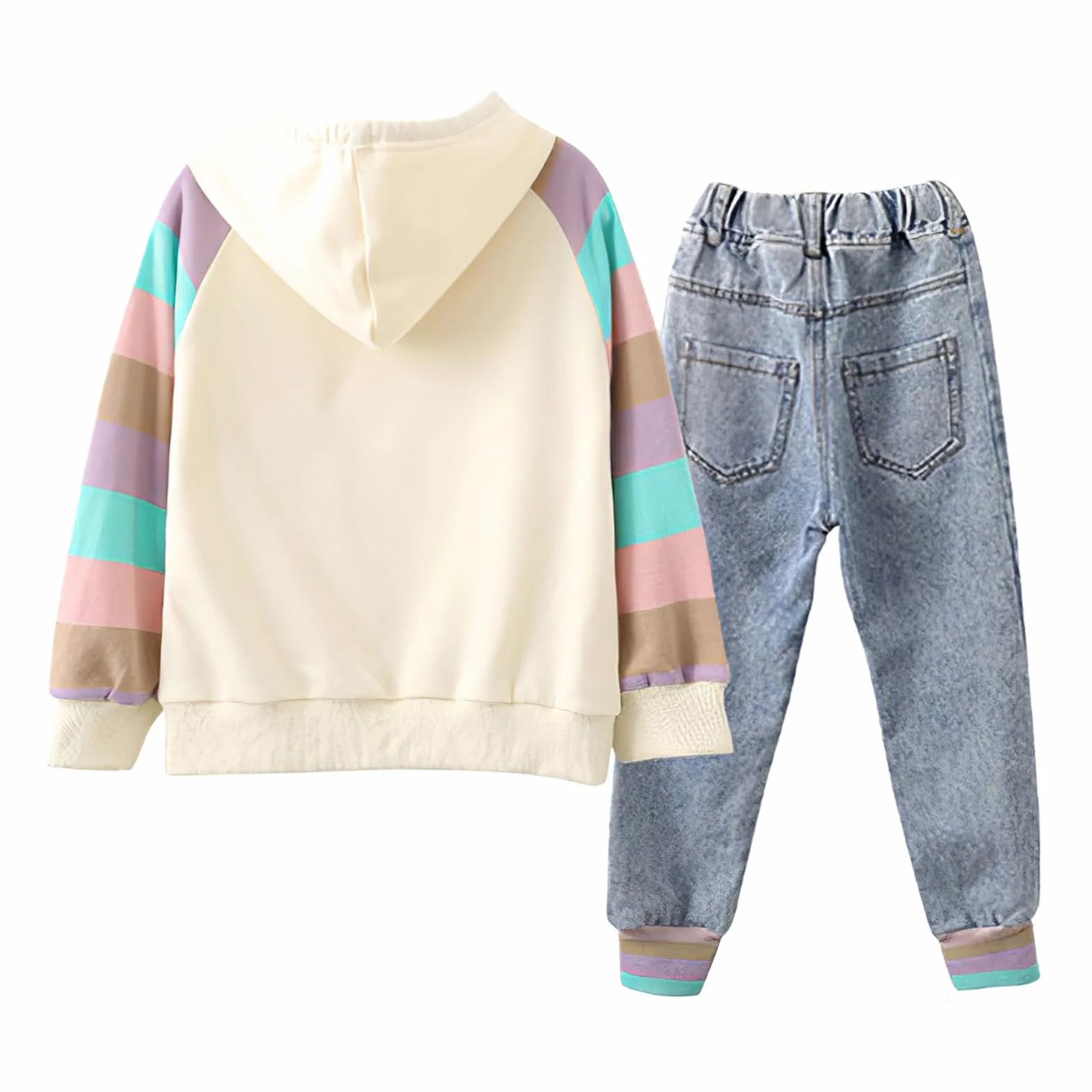 amropi Filles Ensembles Pantalon et Haut Sweats à Capuche Survêtement Jeans Jogging Vêtement pour 3-15 Ans