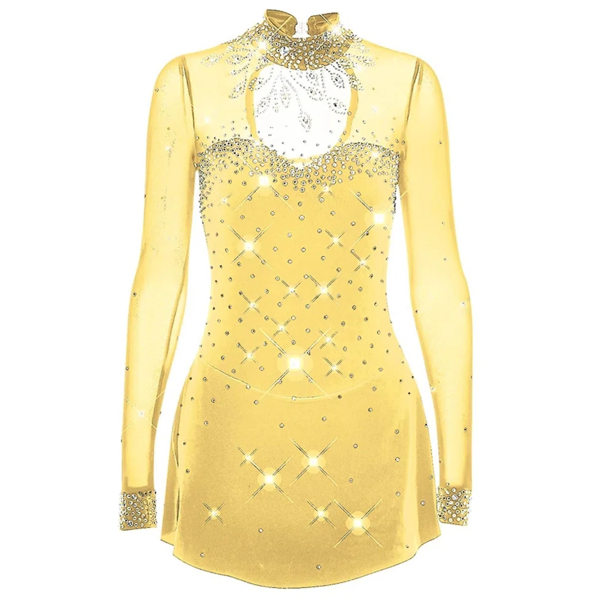 Robe de patinage artistique pour femme avec strass noirs