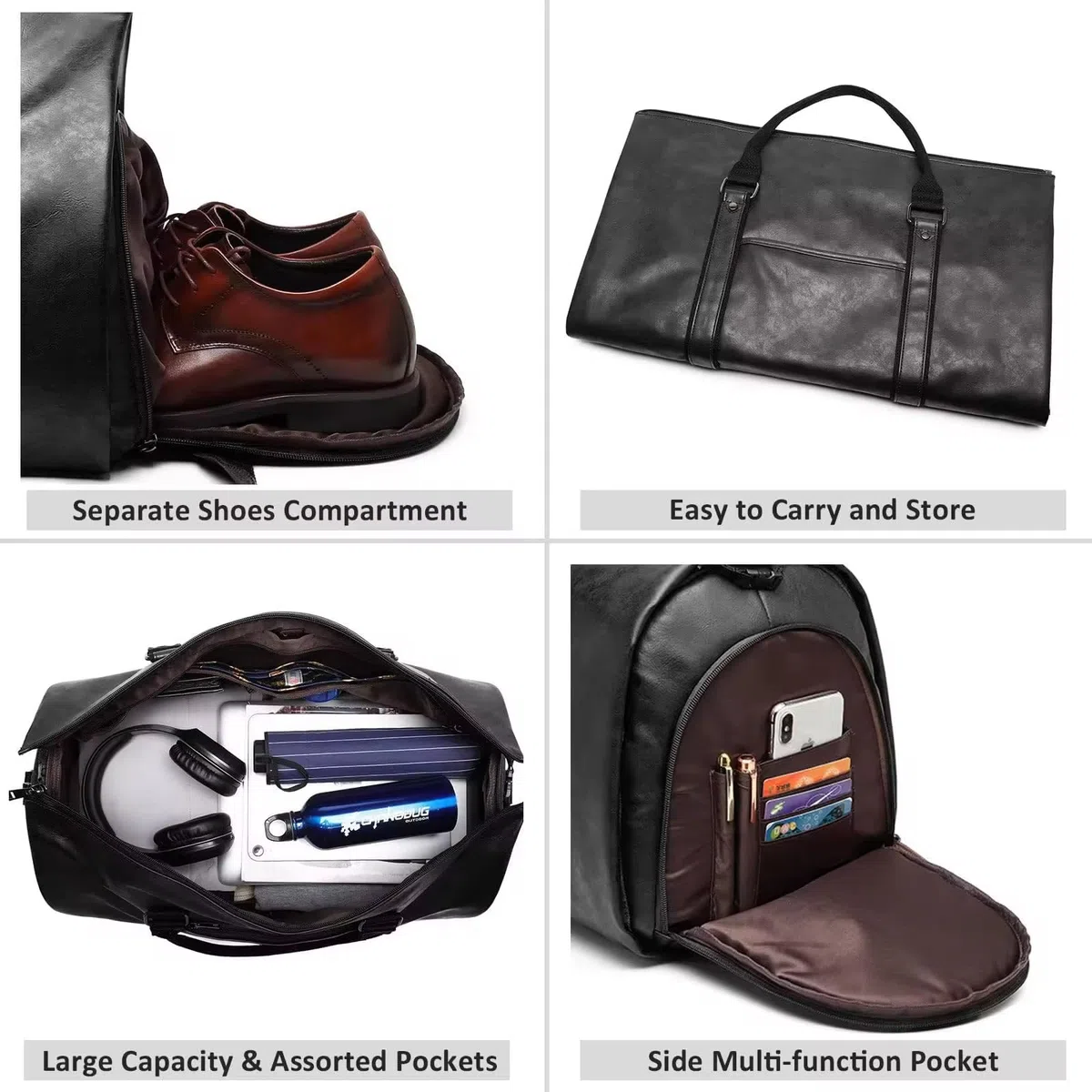 Sac de Voyage Pliable,Housse Costume Homme,Sac De Vêtements Pliable, avec Pochette À Chaussures,Sac De Costume Suspendu De ge
