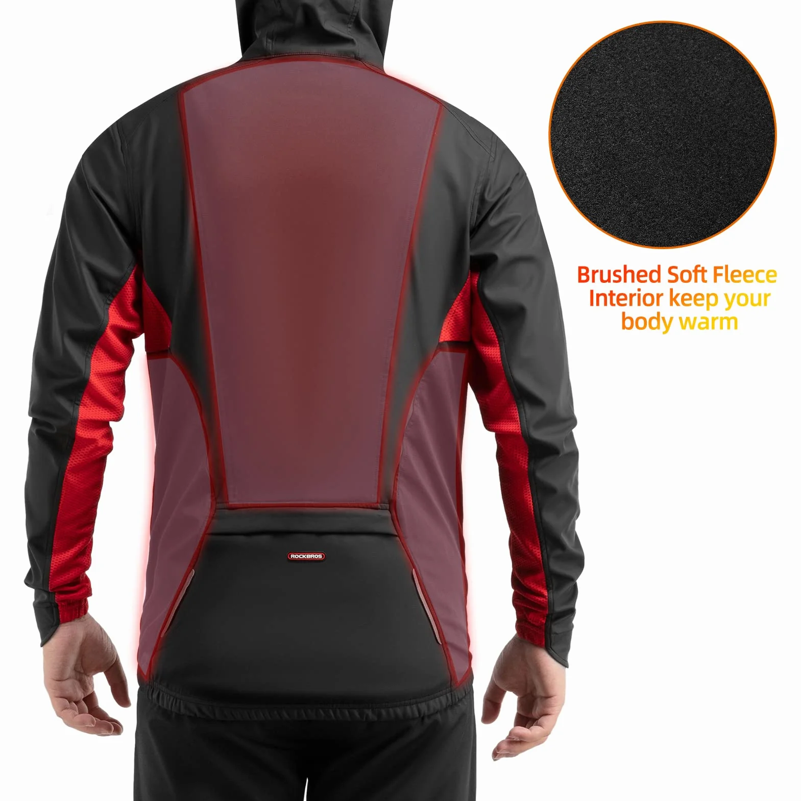 ROCKBROS Veste de Cyclisme Homme d'hiver Polaire, Veste VTT Homme Thermique Coupe-vent, Veste de Sport Respirant Chaud pour Hommes Femmes Noir M-4XL