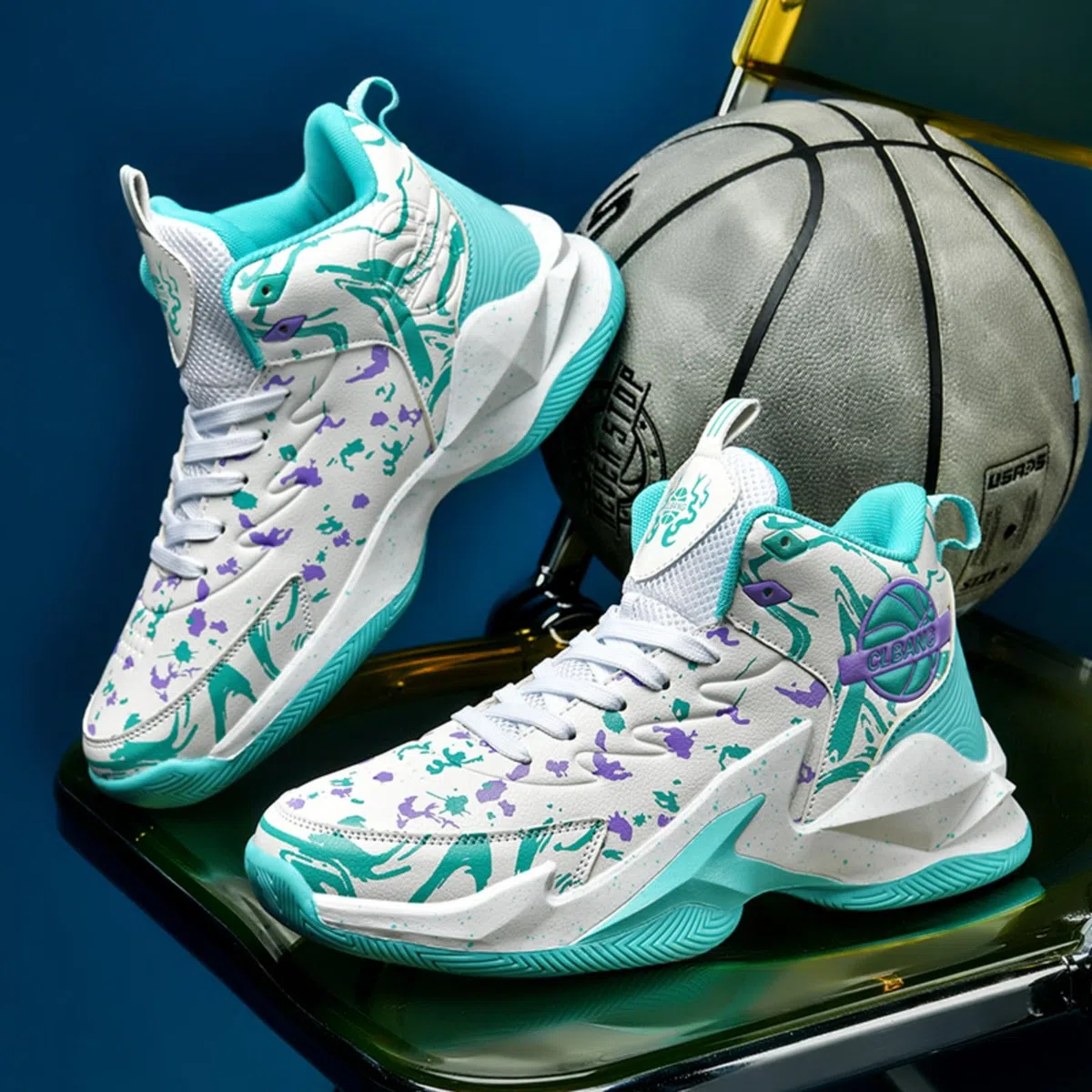 Chaussures de Basket-Ball Montantes Antidérapantes et Respirantes, Légères et Résistantes à l'usure, Sneakers de Sport Confortables pour Adolescents et Adultes, Usage Intérieur Extérieur