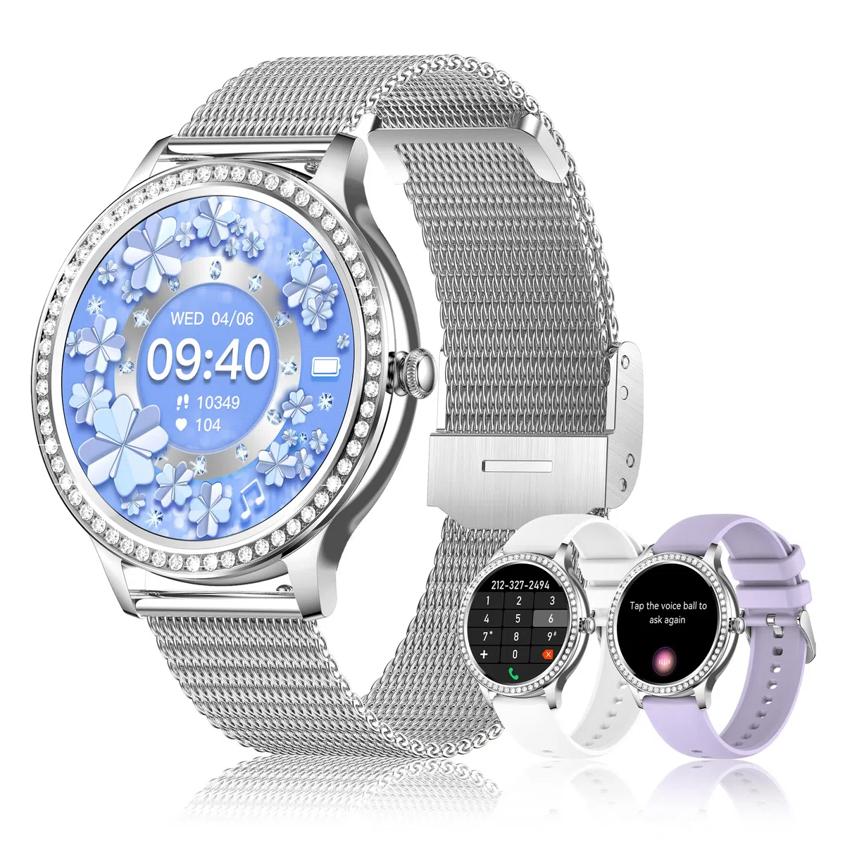 Montre Intelligente pour Femme, élégante avec Appel et Assistant Vocal, Tracker de Fitness étanche avec 20 Modes Sportifs pour Android et iOS