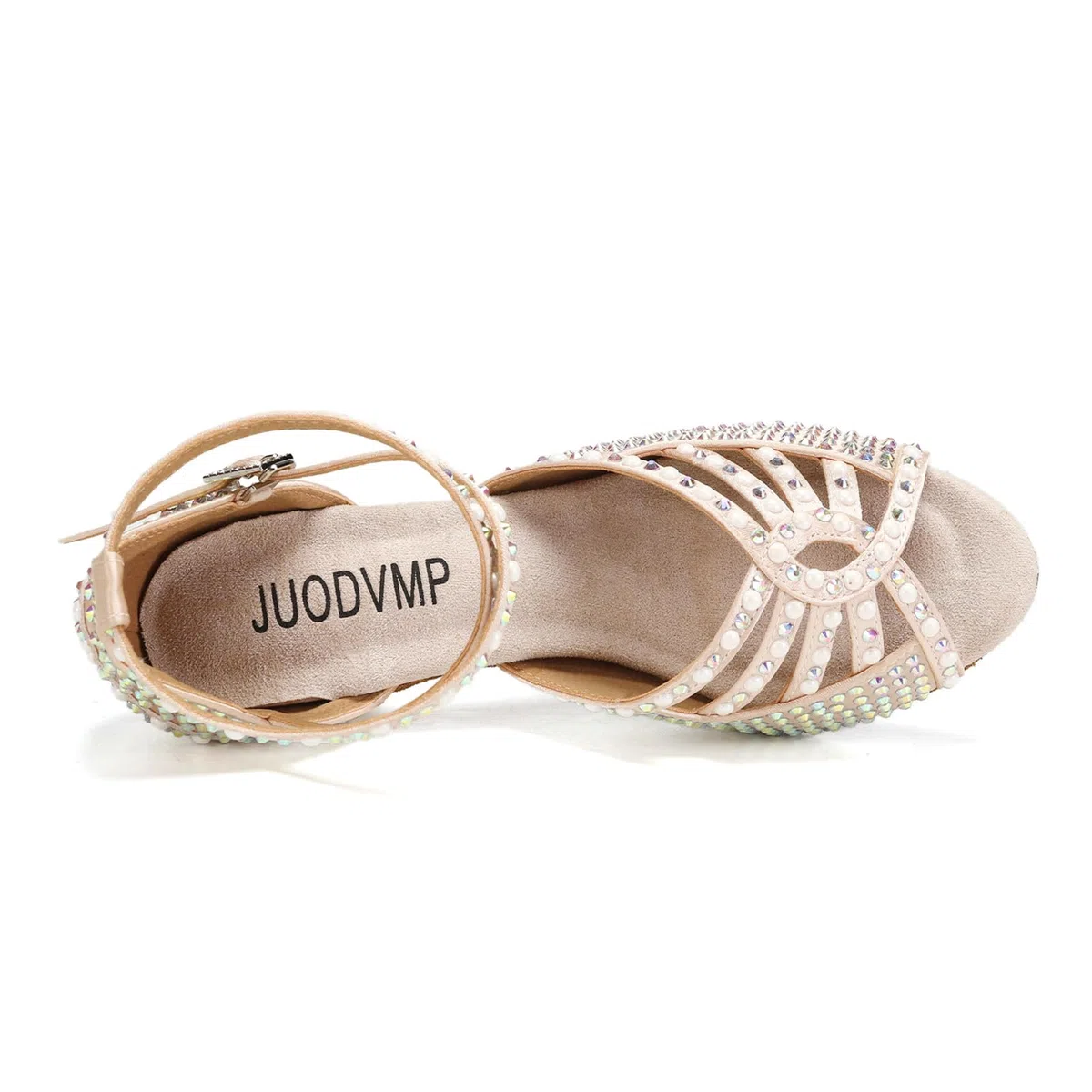 JUODVMP Chaussures De Danse Latine Salsa pour Femmes Strass 7.5cm Talon Haut Salle De Bal Tango Mariage Performance Chaussures De Danse