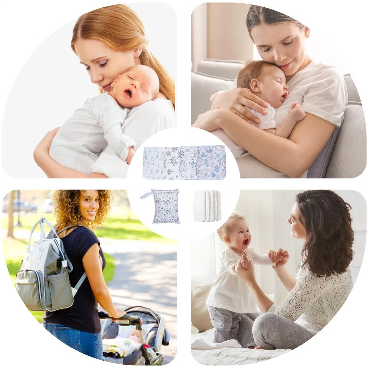 Couches en réutilisables, couches lavables pour bébé - Couches en réglables réutilisables | 4x doublures absorbantes et respirantes, couverture étanche avec 4 inserts et 1 sac humide pour les filles p