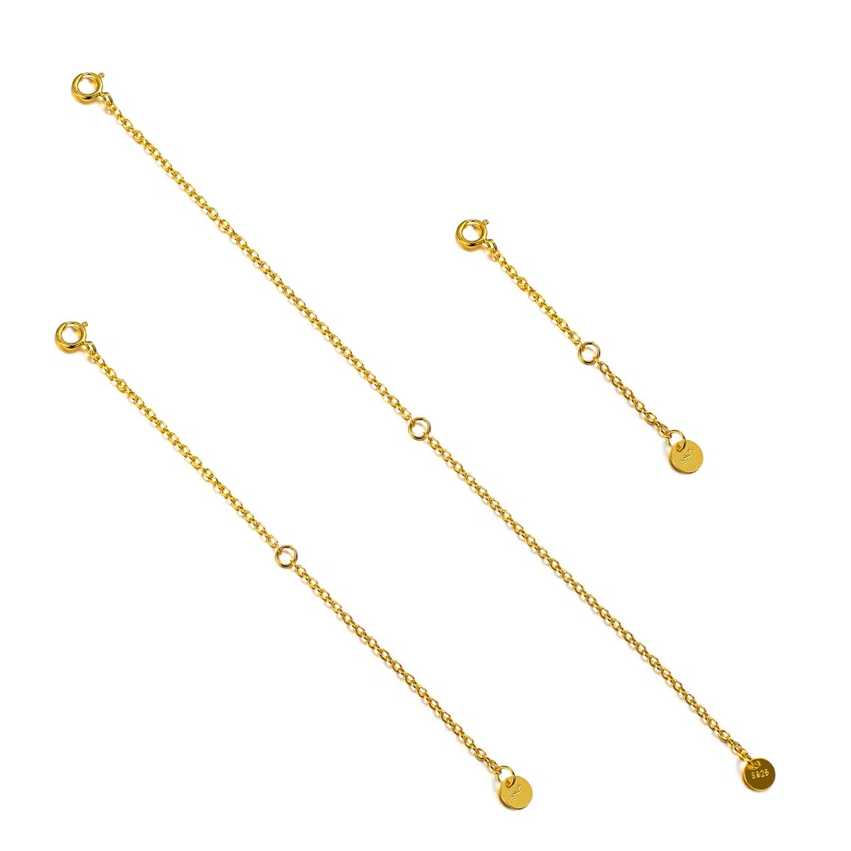 LONAGO 3 PIÈCES Argent Sterling 925 Extension de Collier Chaînes D'extension de Bracelet pour la Fabrication de Bijoux