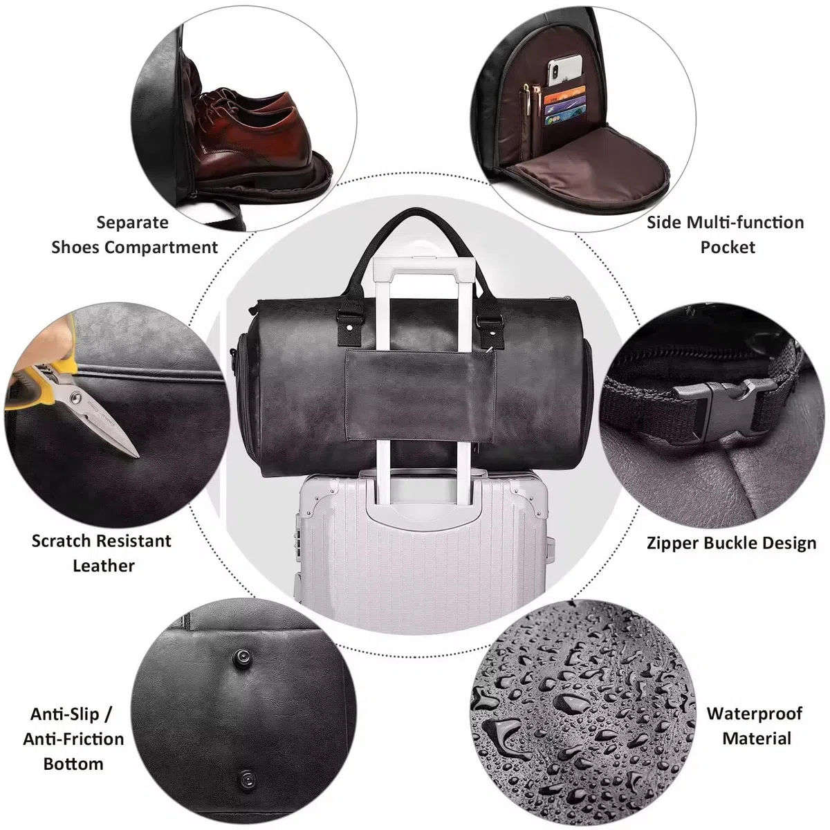 Sac de Voyage Pliable,Housse Costume Homme,Sac De Vêtements Pliable, avec Pochette À Chaussures,Sac De Costume Suspendu De ge