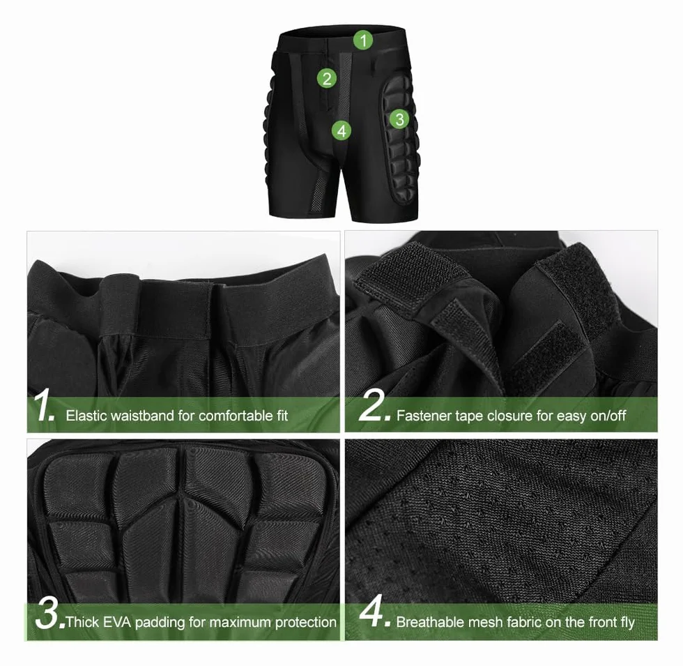 Short de Gardien de But avec Protection Hanche et Cuisse – Short Football Pro pour Hommes & Jeunes | Tissu Respirant Élastique | Ceinture Élastique | Lavable en Machine