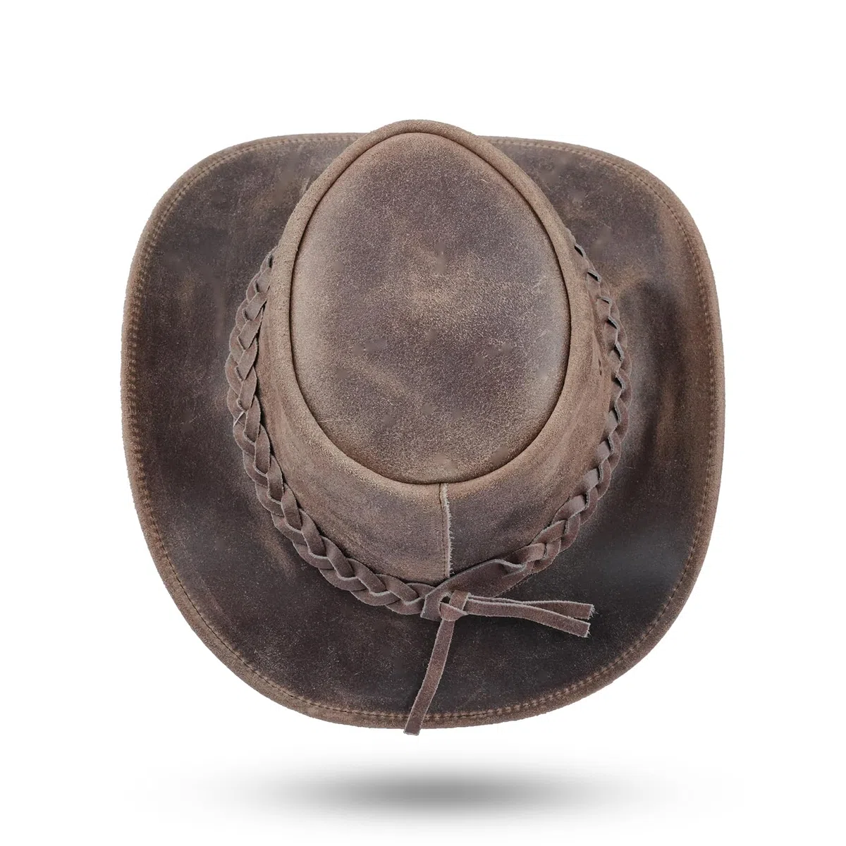 Leatherick Chapeau Cowboy pour Hommes - Chapeaux Outback en Cuir de Cheval Fou de Style Western Aussie avec Sangle de Menton