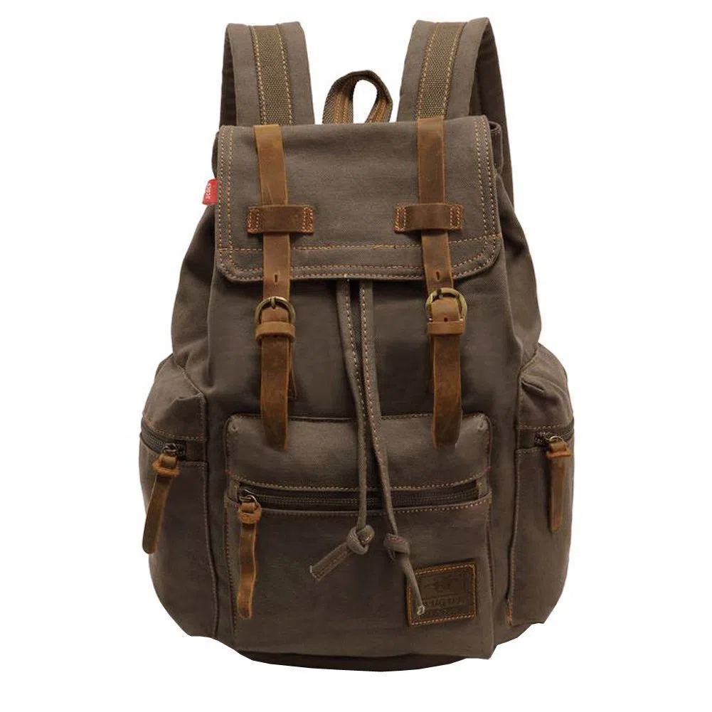 Autumndeer Sac à Dos Décontracté Unisexe en Cuir et Toile - Sac à Bandoulière en Plein Air