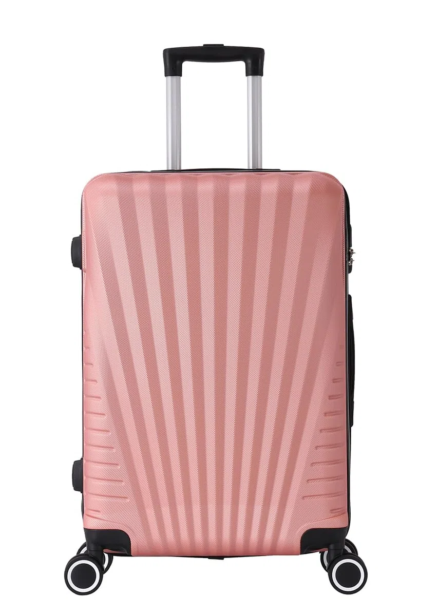 Valise Grande Taille Rigide 75cm – Soute Avion – Bagage XL léger ABS – 4 Roues pivotantes 360° – Fermeture zippée – Poignée télescopique – Rose Gold – Collection Elegance - TROLLEY ADC