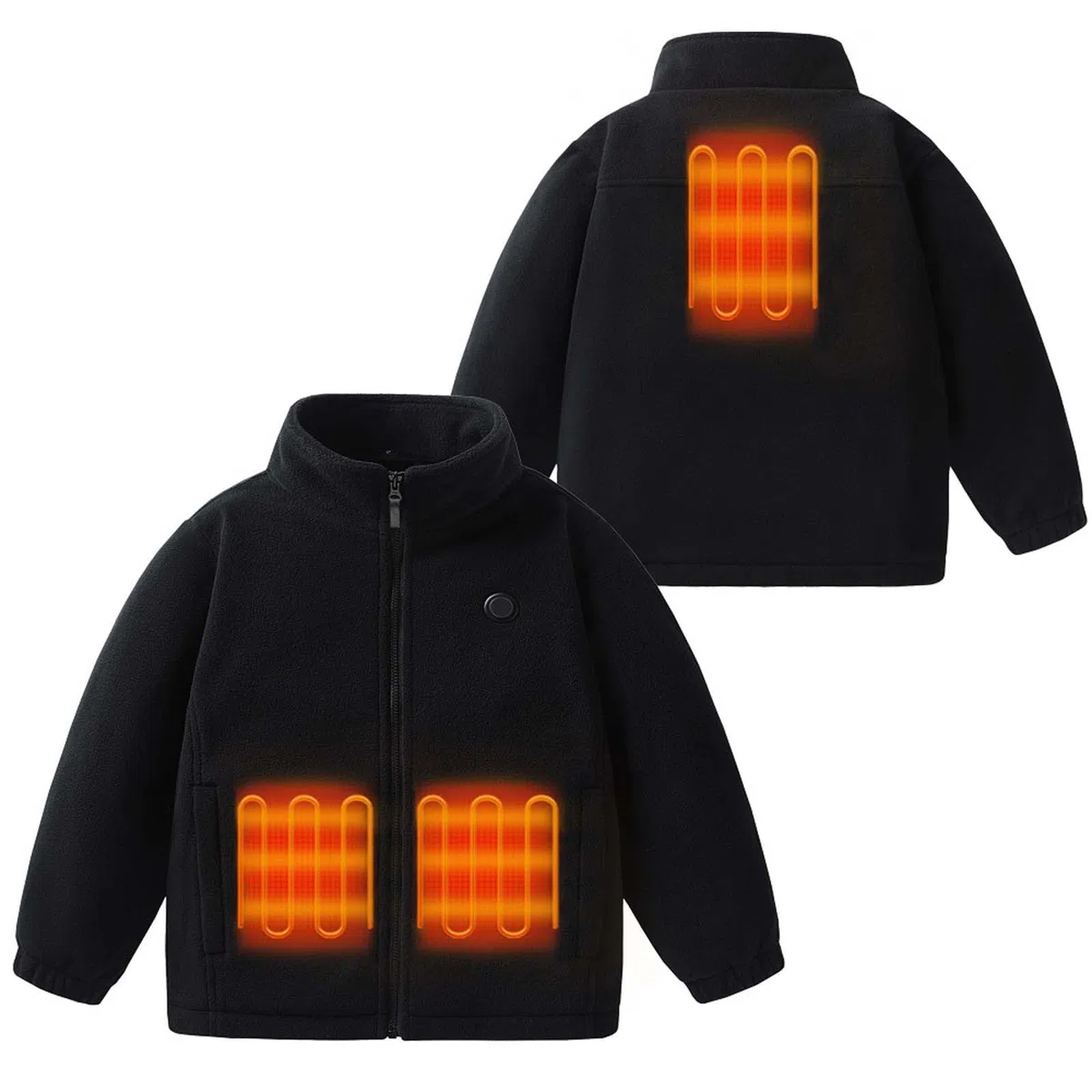 Veste chauffante pour garçons avec chargement USB, manteau doublé en polaire chaude pour temps froid, activités de plein air, manteaux d'hiver pour enfants et jeunes à capuche