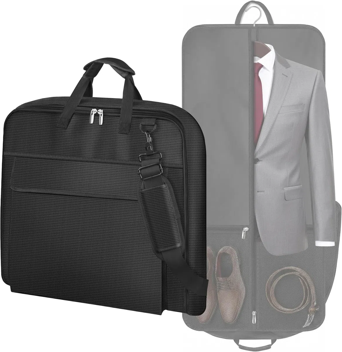 MISSLO Housse de sac de voyage pour homme avec bandoulière, 106,7 cm, imperméable, sac à vêtements 2 en 1 avec poches pour ordinateur portable, housse de vêtements à suspendre pour voyage d'affaires
