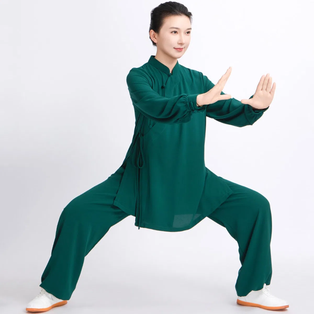 CHUIKUAJ Vêtements de Tai Chi, Ensemble Traditionnel Chinois pour Femmes, Uniforme de Kung Fu à Manches Longues, Tenue de Méditation Zen pour Arts Martiaux (Haut + Pantalon)