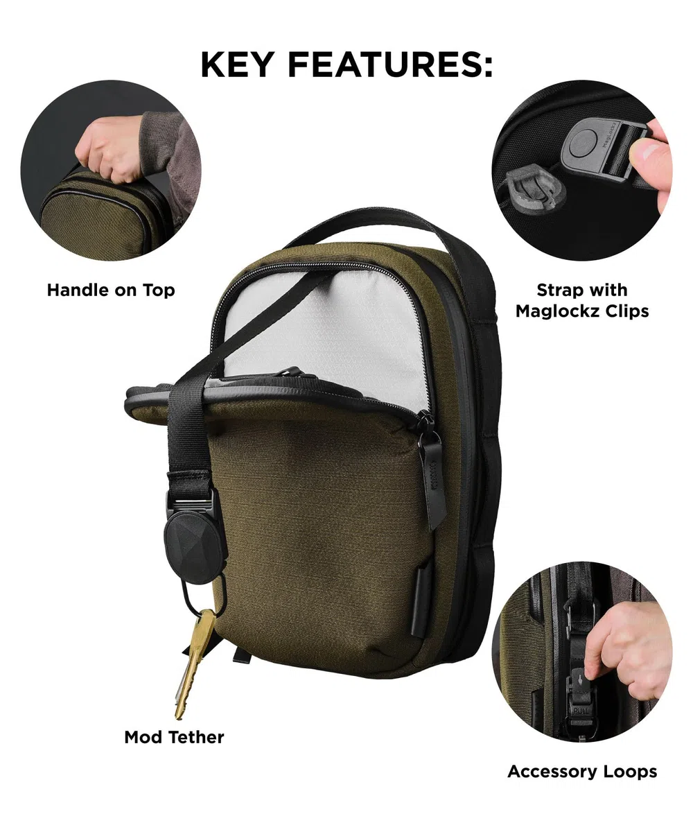 ALPAKA Metro Sling V2 – Sac Bandoulière Compact EDC Déperlant avec Attache-Clés MOD, 6 Poches, Sangle Réglable