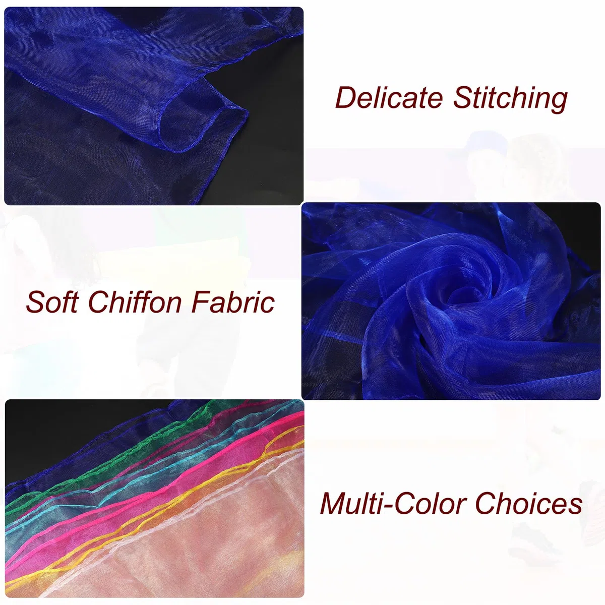 PATIKIL Lot de 48 foulards de jonglage carrés pour la danse, 61 x 50,8 cm, accessoires de performance pour jouer au jonglage magique, bleu