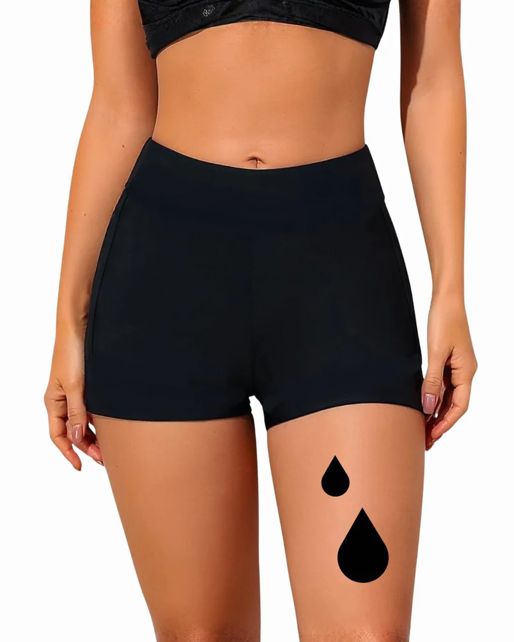 NoBlood - Boxer de Bain Menstruel Taille Haute XXS-XXL, Short Lavable
