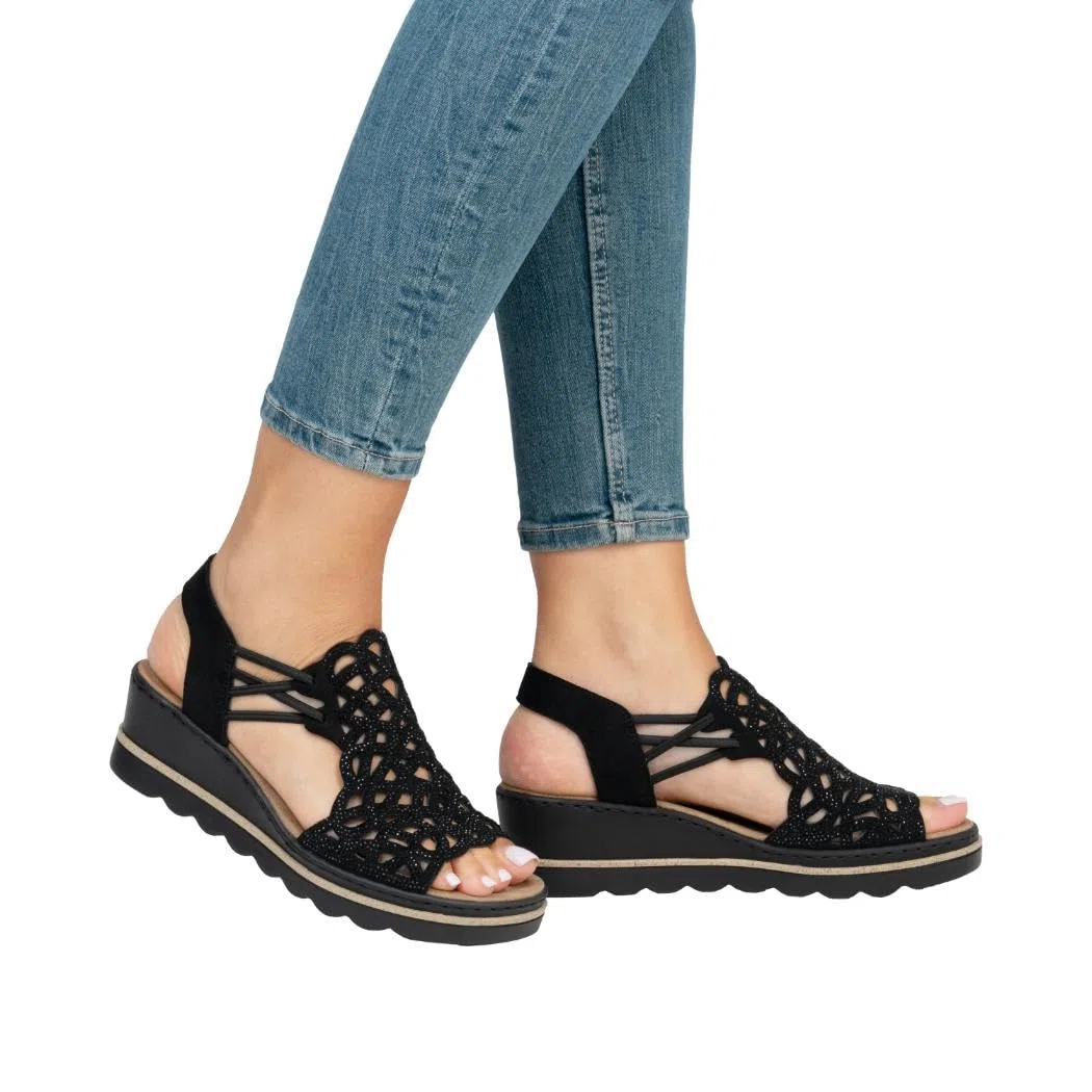Rieker 67465 Sandales compensées Femme