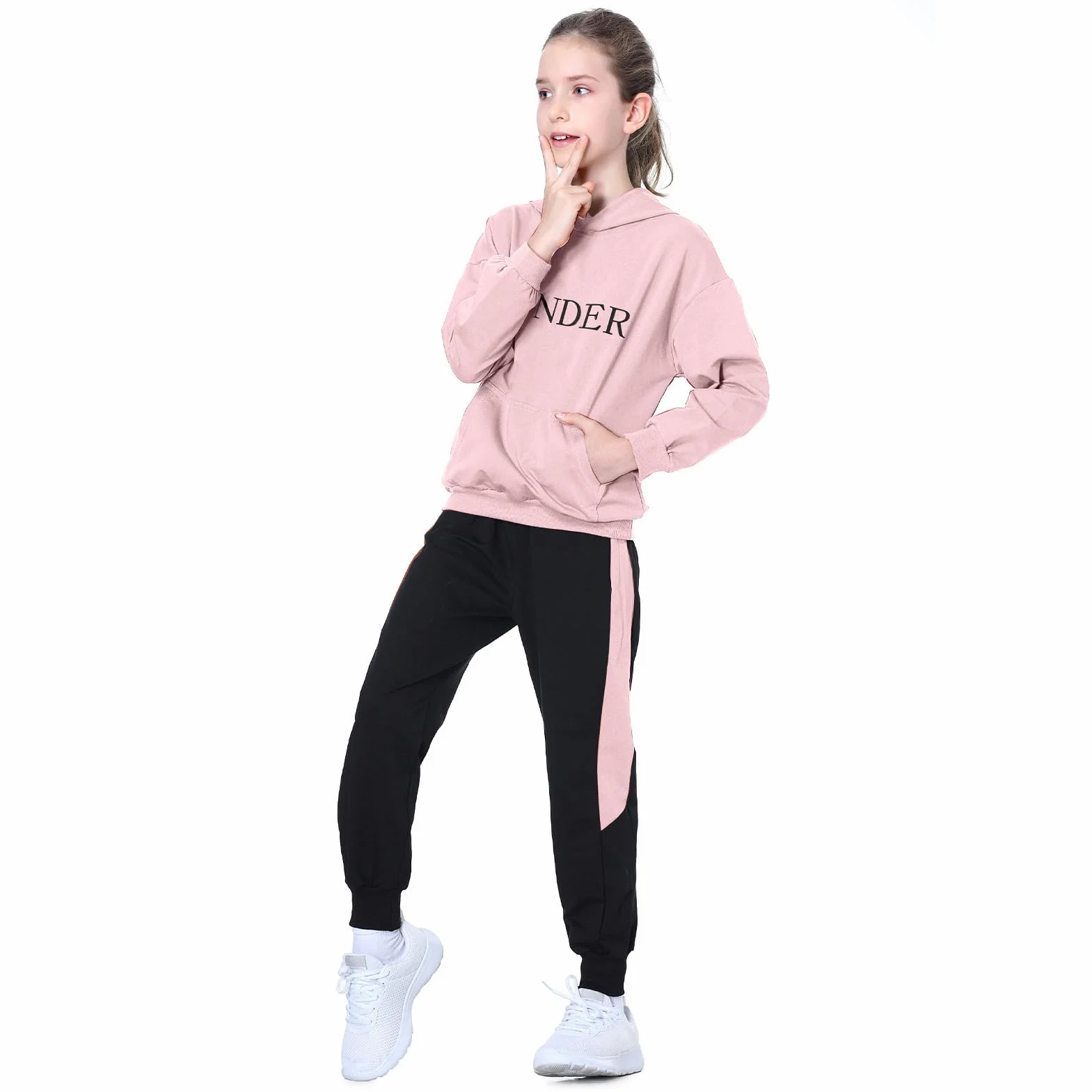 Survêtement Ensemble Fille Costumne Sport Jogging Sweat-Shirt Encapuchonné Pull + Pantalon de Sport Hoodies 2 Pièces Vêtement d'automne Printemps