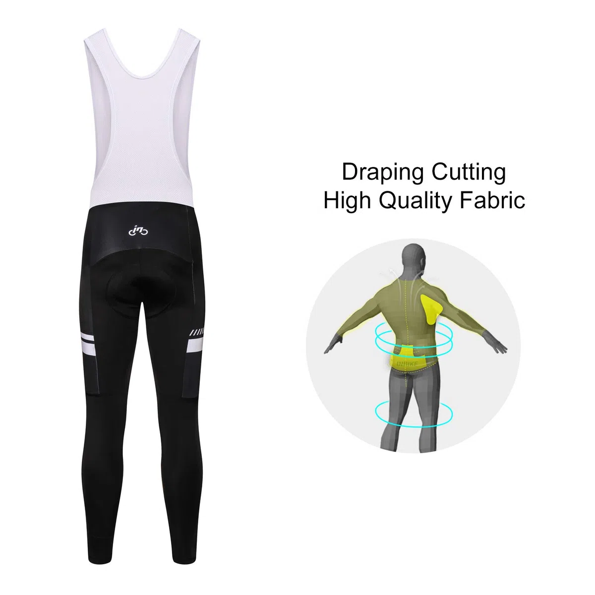 INBIKE Pantalon Cyclisme Homme VTT Bretelle Pantalon de Vélo Cycliste Respirant Rembourré 3D Gel Collant Long