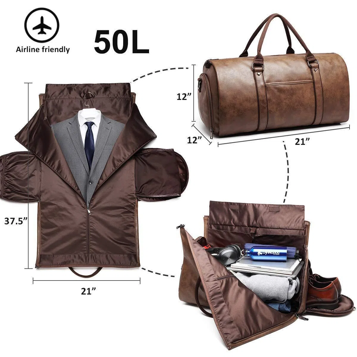 Sac de Voyage Pliable,Housse Costume Homme,Sac De Vêtements Pliable, avec Pochette À Chaussures,Sac De Costume Suspendu De ge