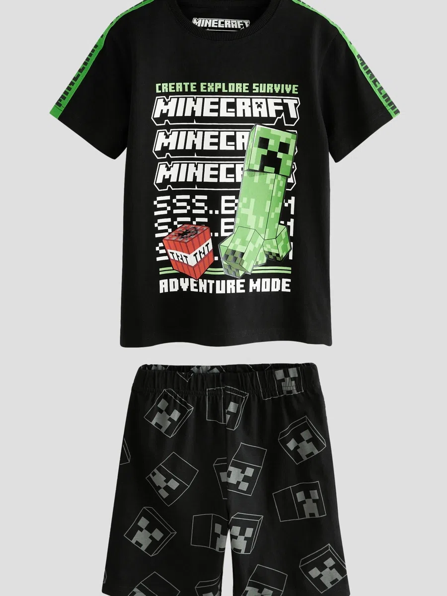 NEXT Garçon Pyjama Short Minecraft sous Licence, Lot de 2