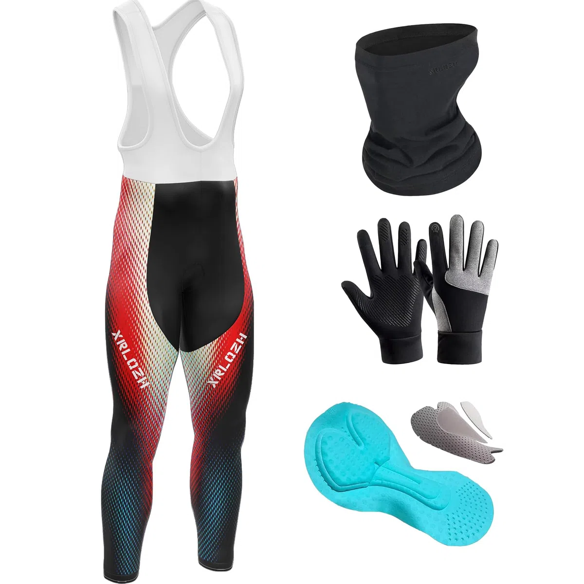Homme Pantalons De Cycliste Cuissard,Thermique Windstopper Cuissard Long Hiver avec Bretelles Et Gel De Cyclisme Gel 9D Rembourré