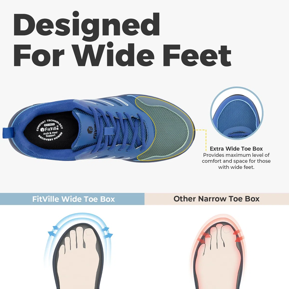 FitVille Chaussure Trail Homme Extra Larges Chaussures de Randonnée Trekking Antidérapantes Basket de Running Outdoor
