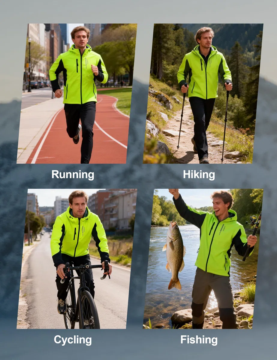 INBIKE Veste de Cyclisme d'Hiver Homme pour VTT Randonnée et Course Coupe-Vent Chaude Doublée En Polaire Avec Capuche À Visière Ajustable HC308