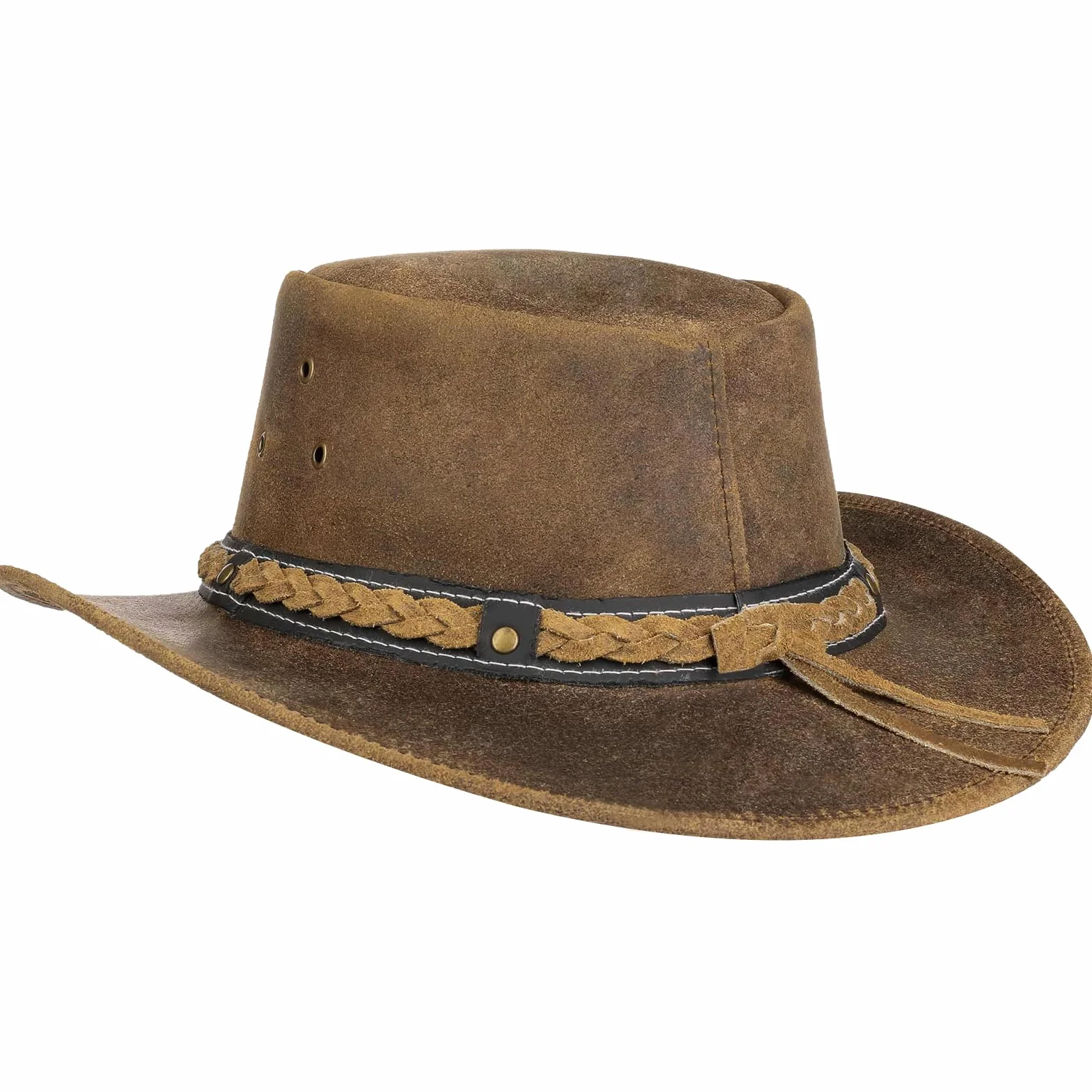 Pamposh Cowboy Chapeau pour Hommes & Femmes-Prime Cuir Australien Chapeau-Léger Mainfait Occidental Hat-Modifiable Large Bord Cowgirl Hat