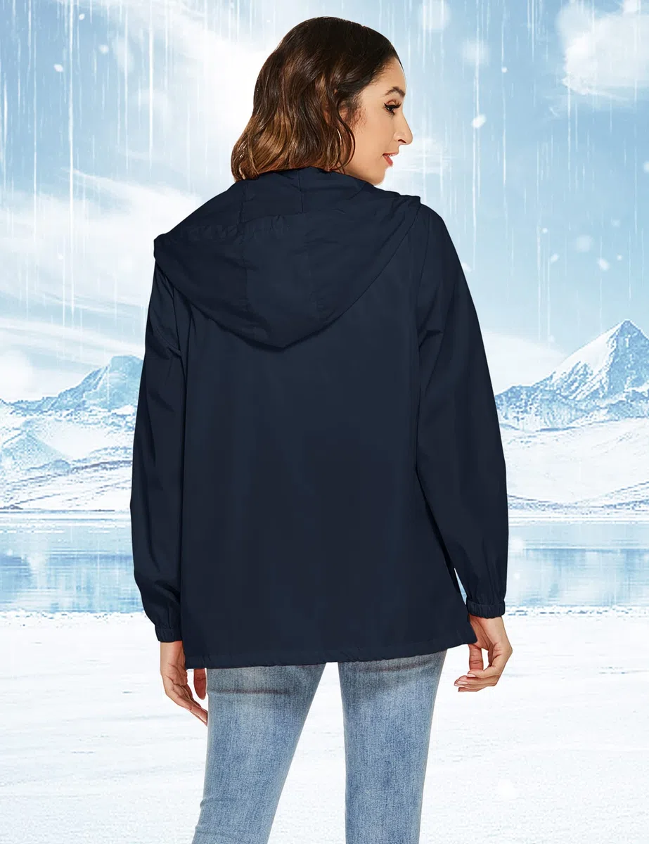 Rapbin Veste de pluie, légère, imperméable, coupe-vent, fine, pliable, pour les voyages et le vélo, pour femme