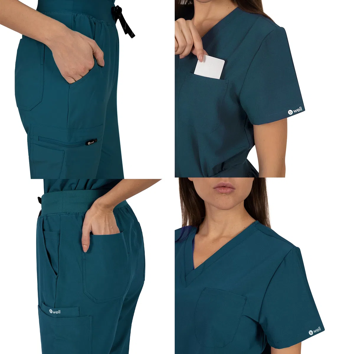 B-well Bella Uniforme Médicale Femme Élastique Ensemble: Haut et Pantalons + Blouse Medicale Femme/Vêtements Médicals Tenue Infirmiere