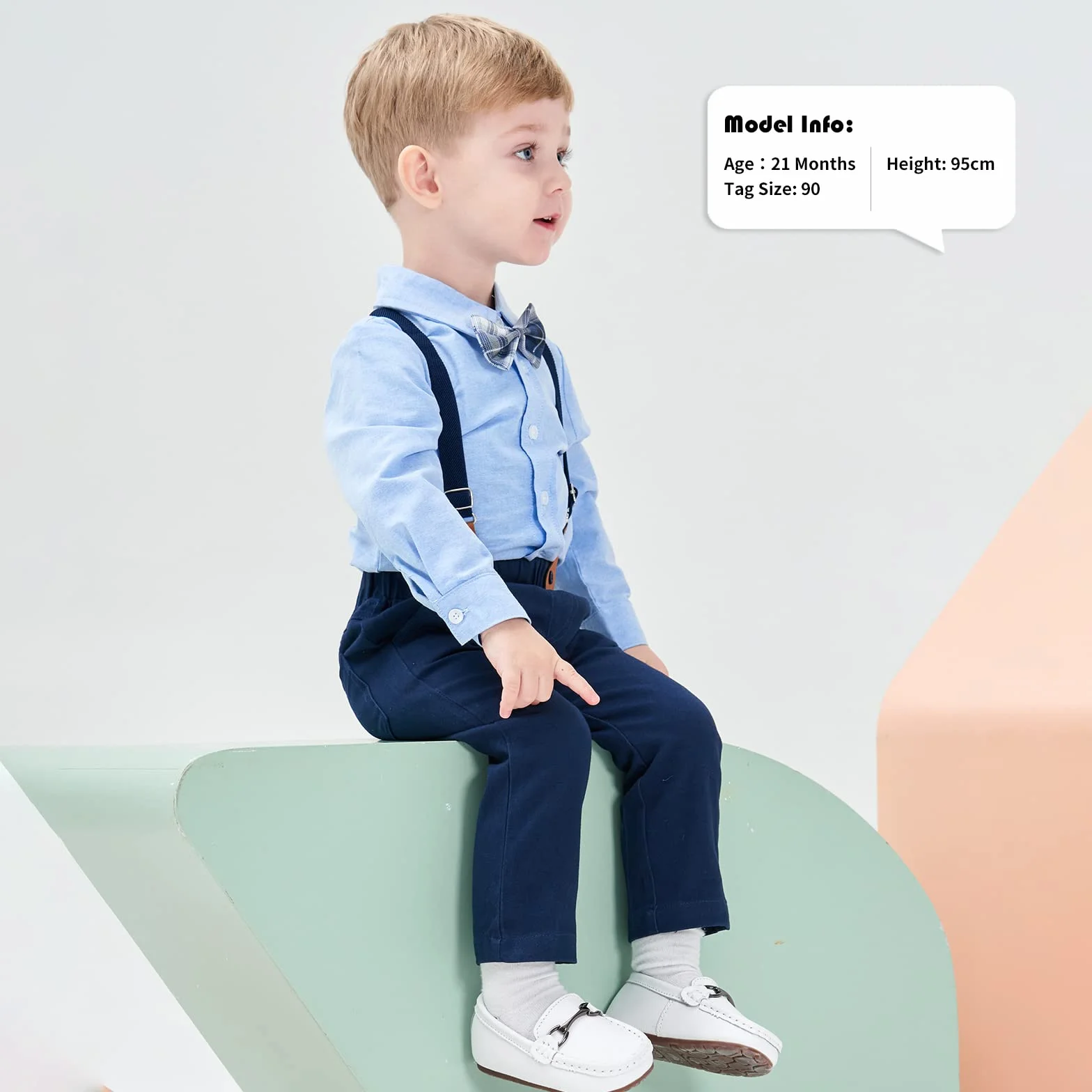 Volunoby Bebe Garçon Costume Gentleman, Noeud Papillon Chemise + Pantalon 4 Pièces