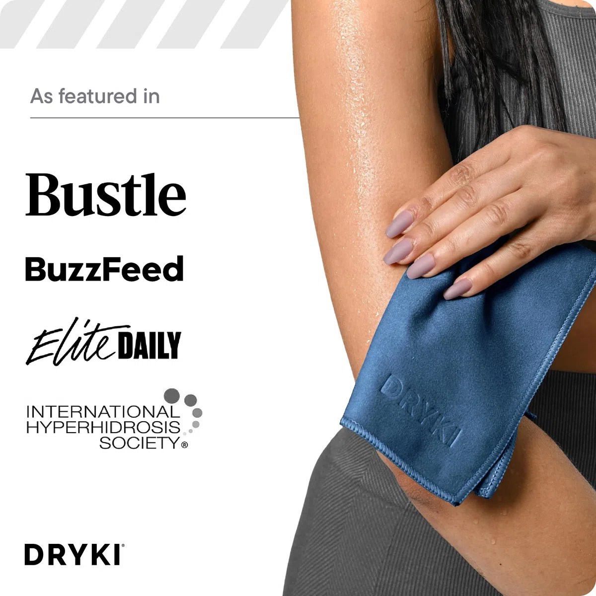 DRYKI Mouchoirs absorbant la transpiration – Mouchoirs en microfibre originaux pour évacuer la transpiration des mains, du visage et du corps