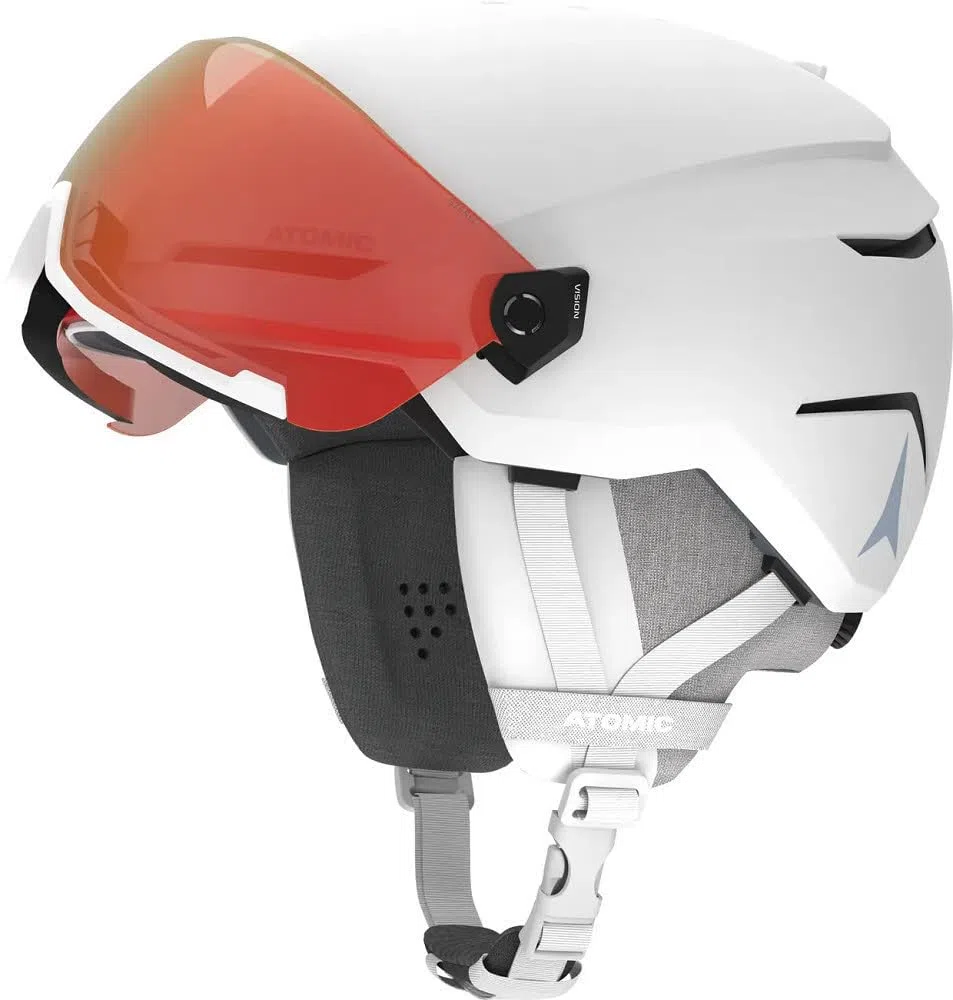 Salomon Atomic Savor Visor Photo Casque De Ski À Visière, Bruyère Blanche, Taille S, Absorption Maximale Des Chocs, Système De Ventilation Active Aircon, Miroir Haut De Gamme, Visibilité Parfaite