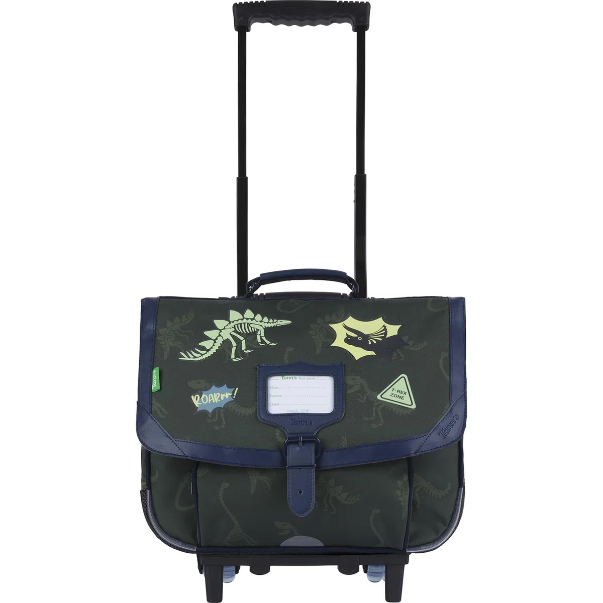 Tann's - Cartable à roulettes 38cm Les Fantaisies Alexandre Vert - Broderie Ballons Basket Foot Rugby - Cartable trolley garçon 2 Soufflets - CP CE1 CE2