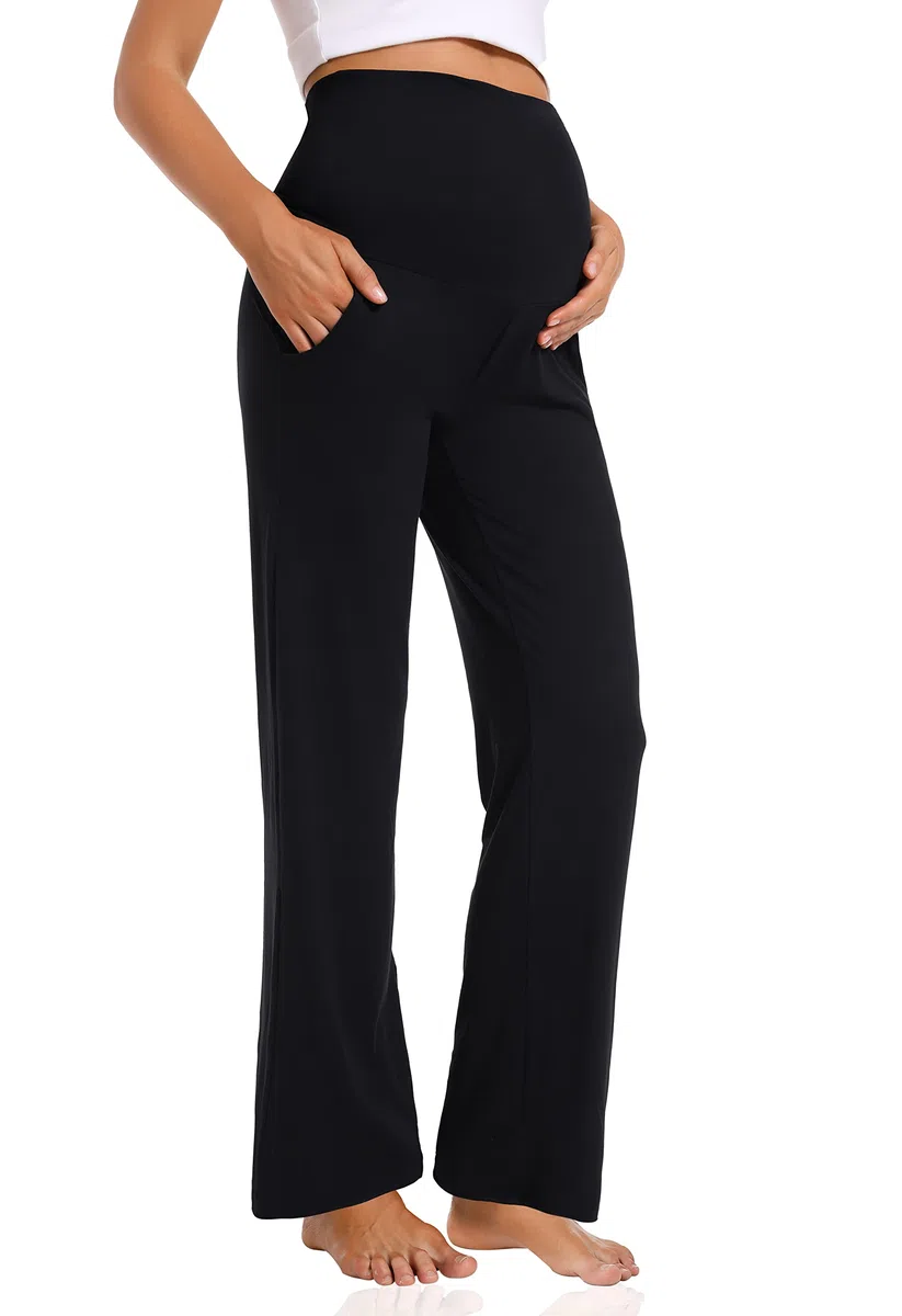 Foucome Pantalon de maternité décontracté ample et confortable avec poches pour femme