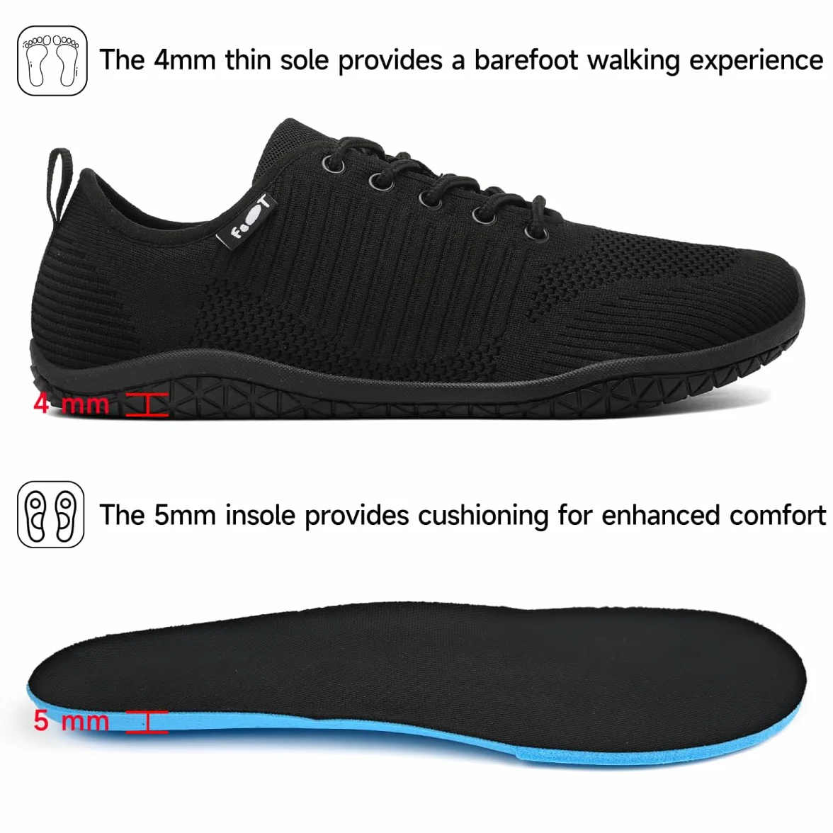 Geweo Barefoot Femme Homme Chaussures de Minimalist Embout Large Sneaker Respirant 37-47