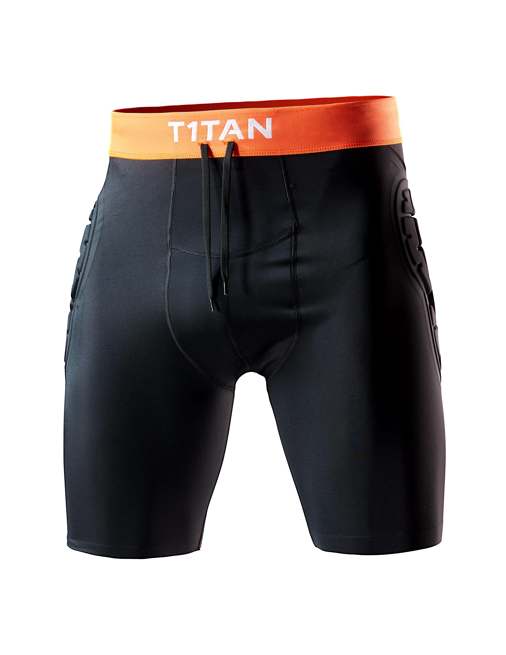 T1TAN sous-Short de Protection pour Gardiens de Foot, Pantalon de sous-vêtement Gardien de But rembourré avec Protection des Hanches, Ceinture de Pantalon élastique et Cordon, Taille XXS-XL, Noir