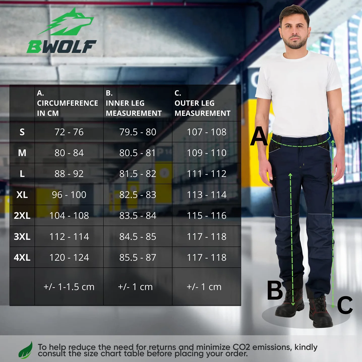 BWOLF Daytona Pantalon de Travail Homme Stretch Pantalon Travail Homme - Coton - Élasthanne - Nombreuses Poches