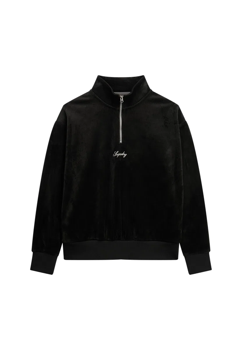 Superdry Haut en velours Country Club pour femme avec demi-fermeture éclair