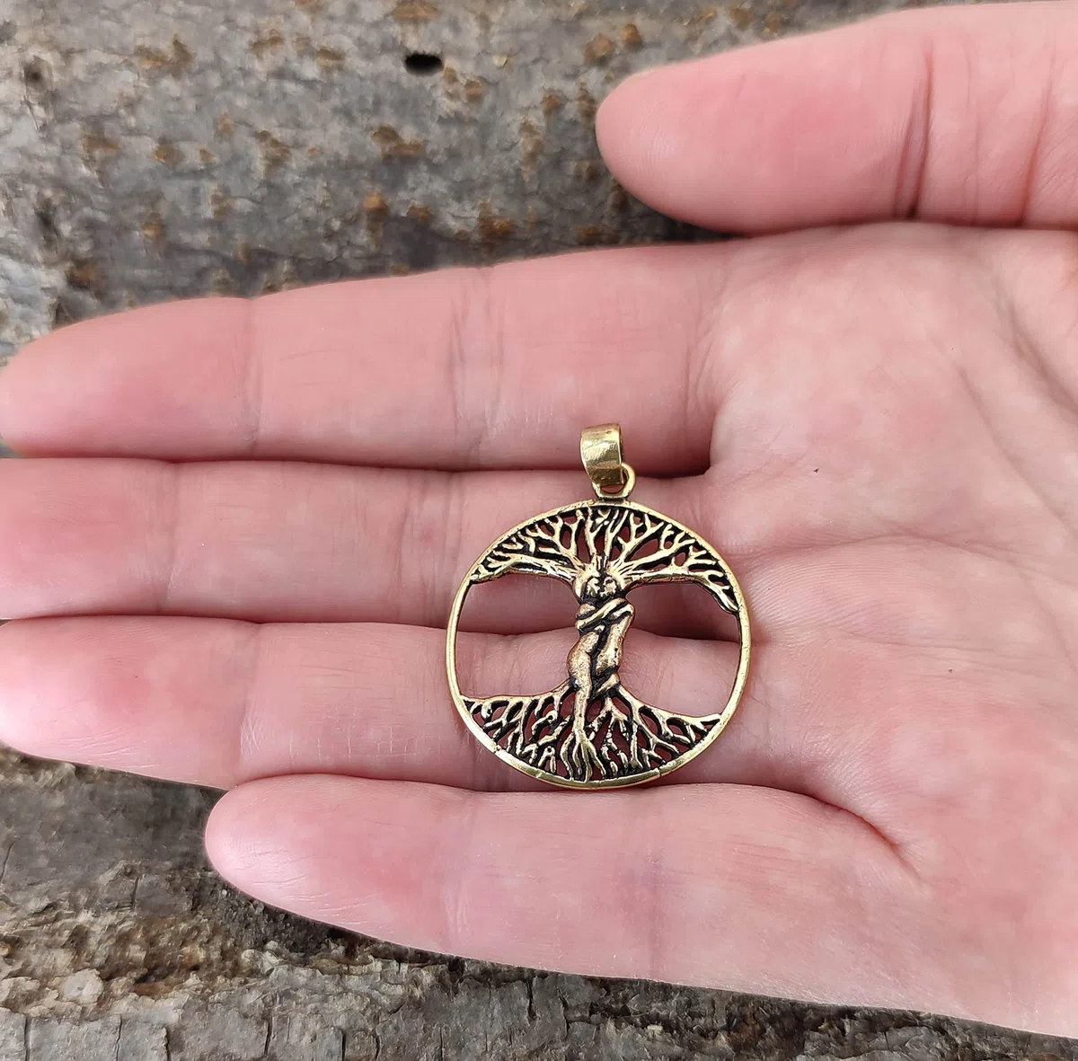 Kiss of Leather Pendentif arbre de vie en bronze, br. 176, Bronze