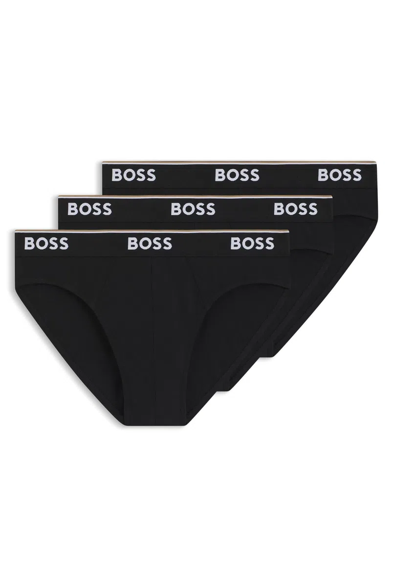 BOSS Hommes Brief 3P Power Lot de Trois Slips en Coton Stretch avec Logo à la Taille