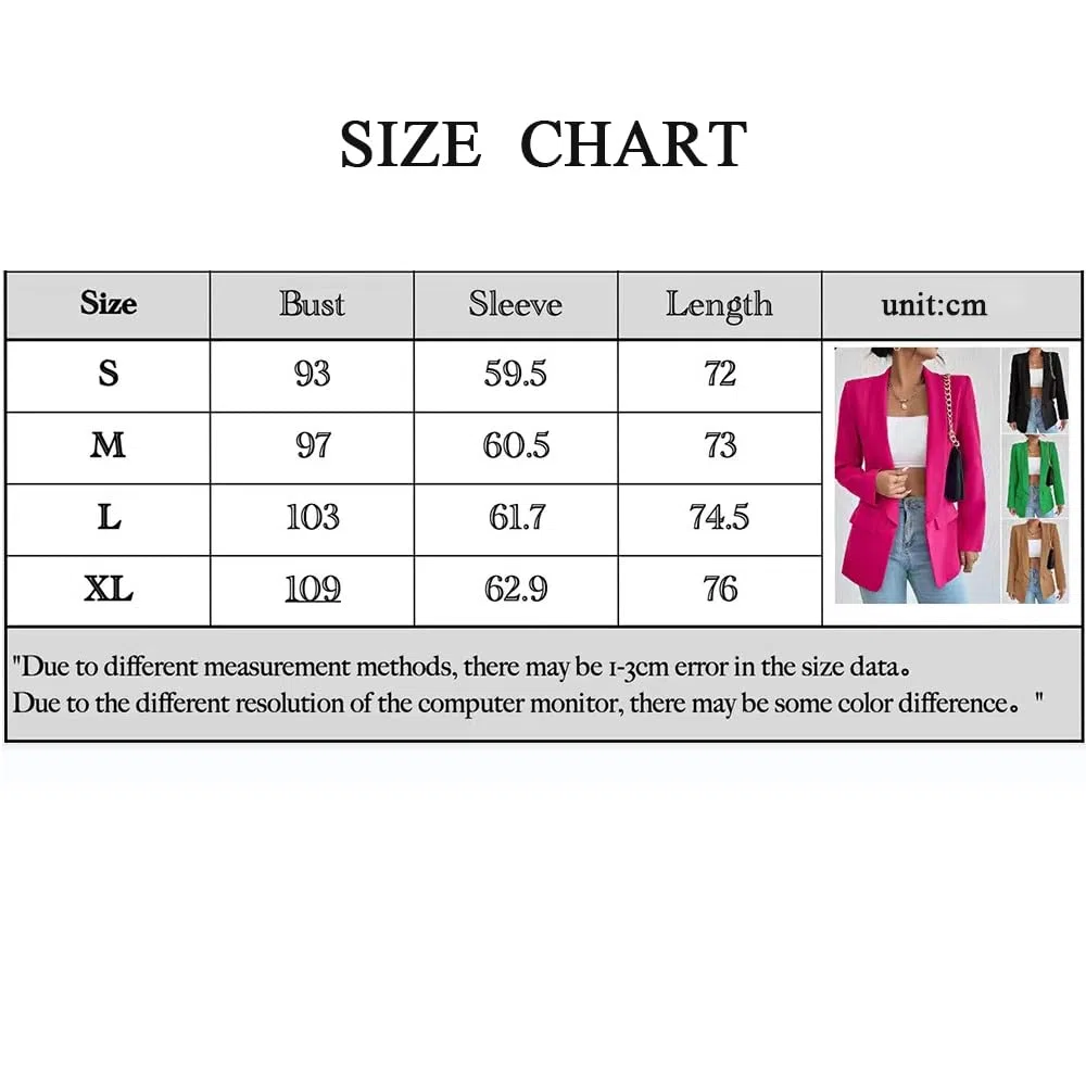 Femme Blazer Slim Fit Elégant à Manches Longues Costume à Revers Business Veste de Costume Tailleur Bureau d'affaires avec Poches Couleur Variétée