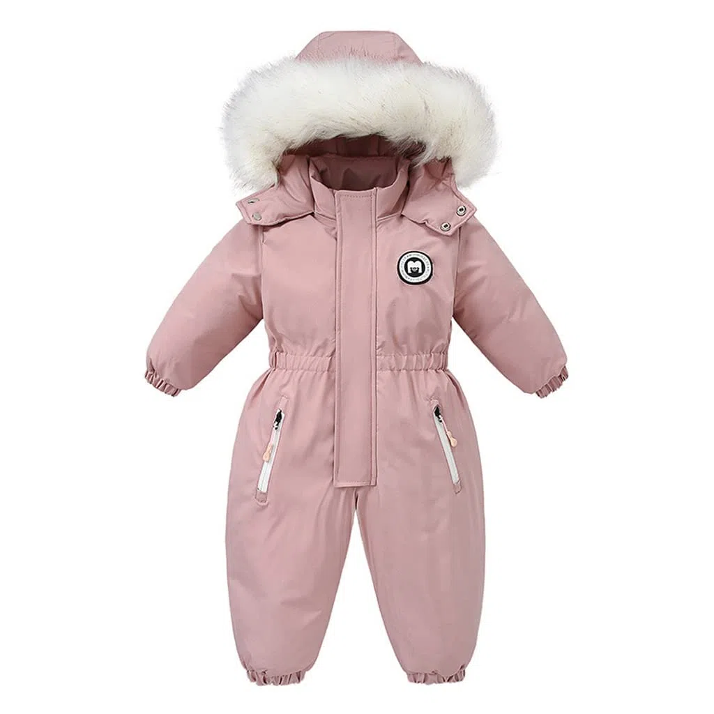 BRONG Bébé Filles Habits de Neige Barboteuse Enfant Imperméable Combinaison Vestes de Ski Garçons Toison Manteau Coupe-Vent Vêtements D'Extérieur