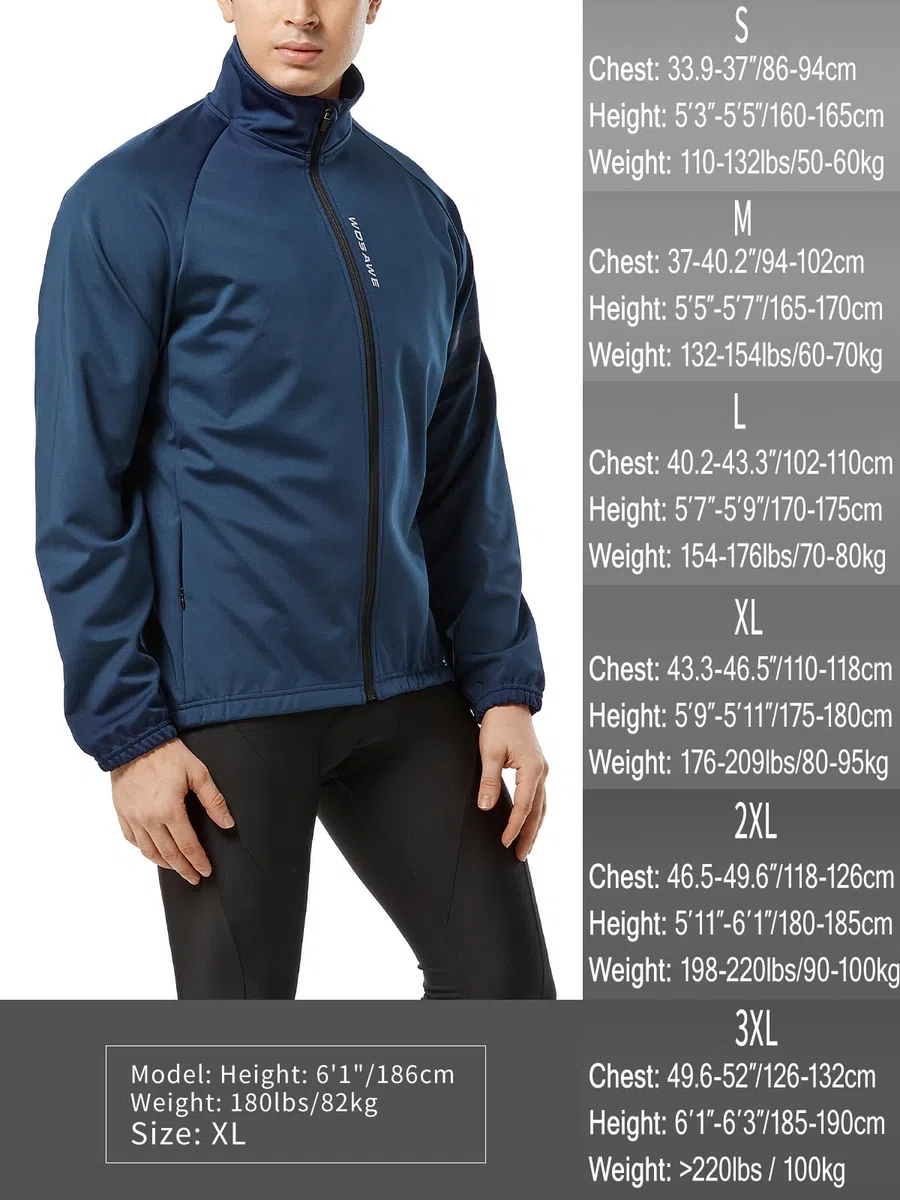WOSAWE Veste de Cyclisme pour Homme Coupe-Vent Thermique Polaire Veste de Sport Hiver Réfléchissant Vélo VTT Manteau